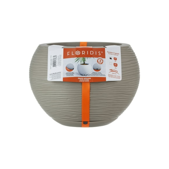 Macetero Beige Florencia 24 Cm Alto Con Plato