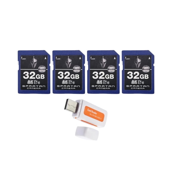 Tarjeta SD Spartan de 32 GB Clase 10 (paquete de 4) con lector y grabador