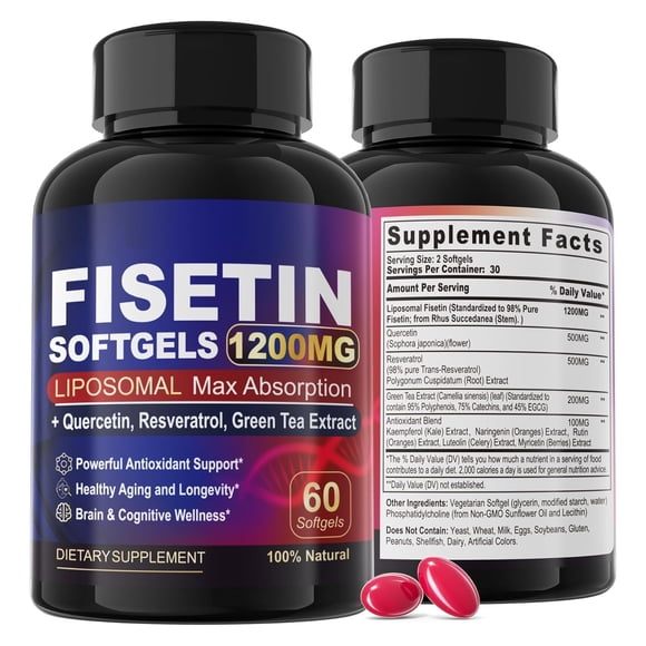 Fisetina Liposomal 1200mg Antioxidante Memoria Polifenoles 60 Softgel caps