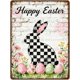 thumbnail image 1 of Letrero estaño metal conejo Pascua vintage conejo flor huevo primavera arte pared hogar granja cocina dormitorio 20x30cm, 1 of 6