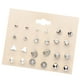 thumbnail image 3 of 12 pares de cristal circón mujeres niñas pendientes geométricos Stud joyería de plata, 3 of 3
