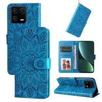 Funda Tipo Cartera Foxdock Para Xiaomi 13 , Diseño Girasol En Relieve, Cuero Pu, Cierre Magnético, Soporte Y Tarjetero