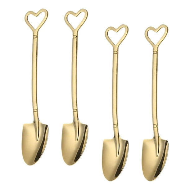 4 Cucharas Con Forma De Pala, Cuchara Multiusos Para Servir, Para Restaurante, Hogar, Picnic, Punta Dorada