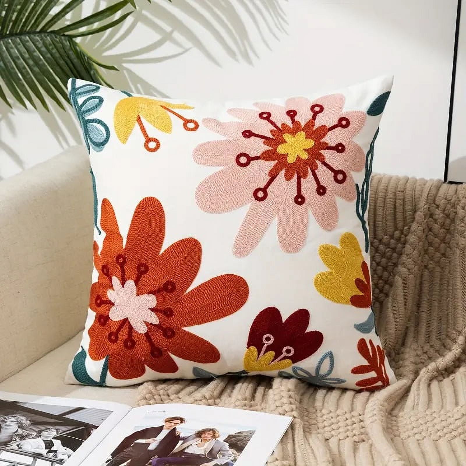 Homestore - Funda Cojín Bordada 45x45 Cm Floral Rianbow