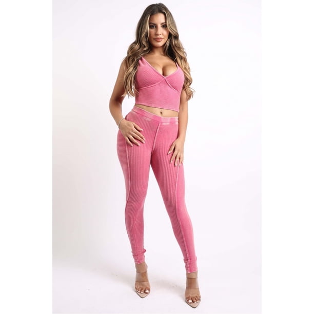 Conjunto de Top Corto y Leggings con Lavado Mineral