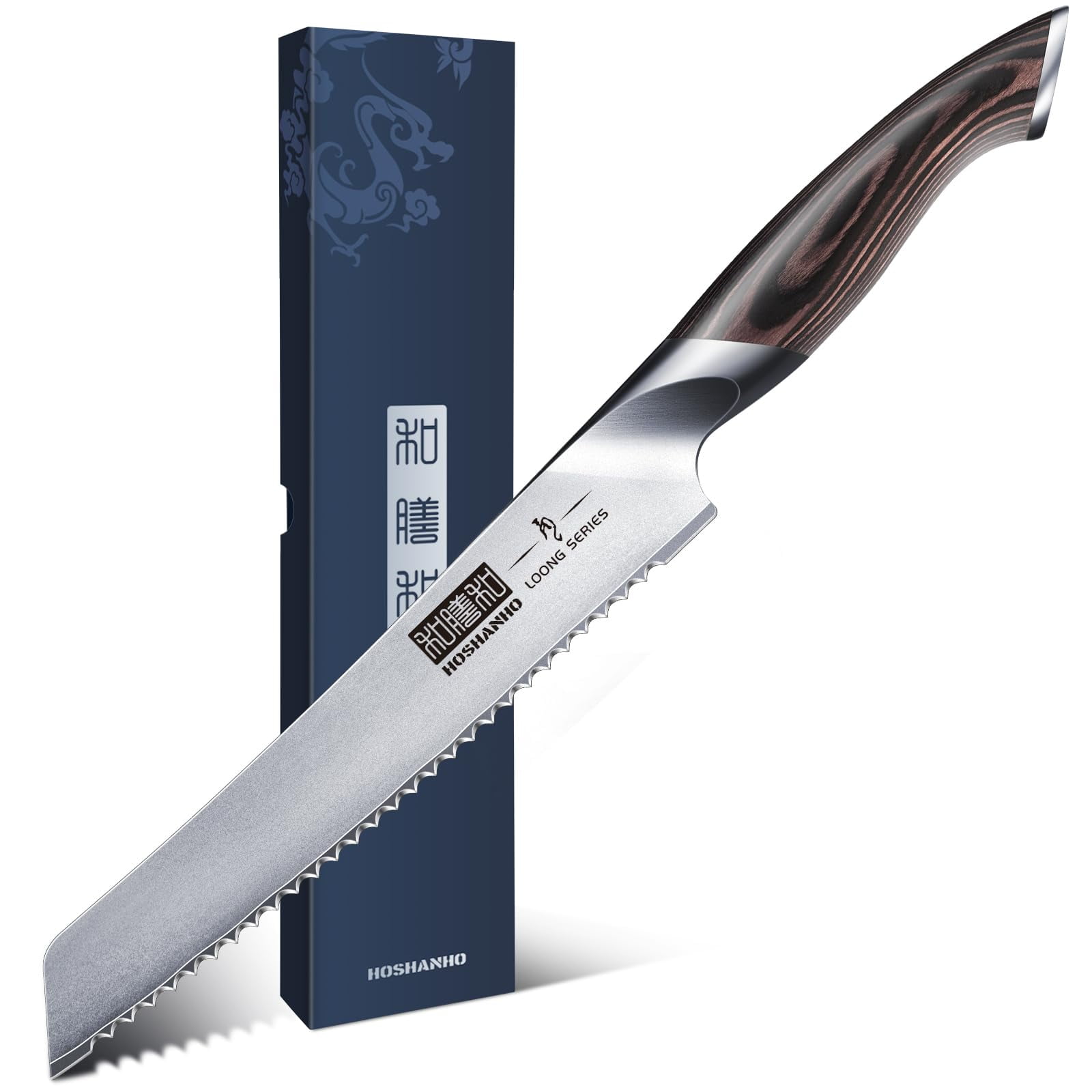 Cuchillo Para Pan Hoshanho 20 Cm Acero Japonés De Alto Carbono Con Filo Dentado