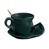 Bothyi - Taza Con Diseño De Rostro Humano Novedoso, Arte Abstracto, 260 Ml, Para Inauguración De La Casa, Cocina, Verde