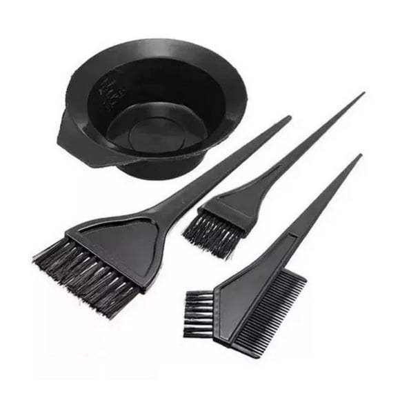 Kit De Peluquería Pocillo + 3 Brochas Peluquería Teñir Pelo negro Talla Única