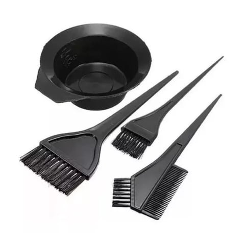 Ekoi - Kit De Peluquería Pocillo + 3 Brochas Peluquería Teñir Pelo Negro Talla Única