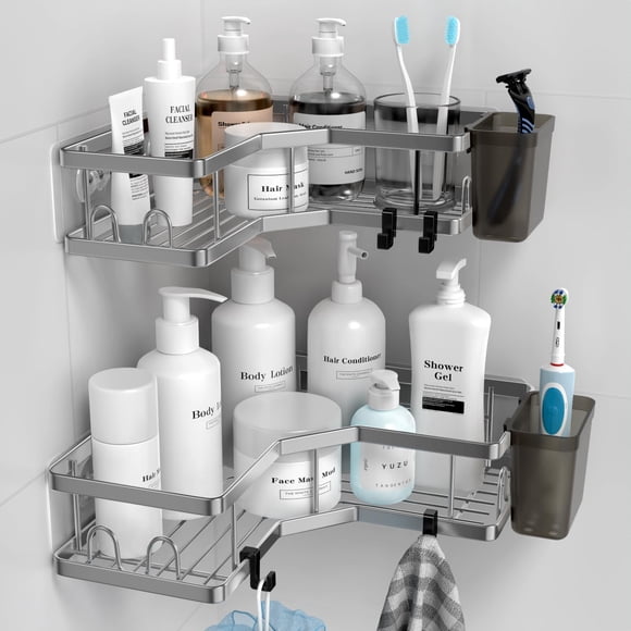 Organizador de esquina AKTECKE 2 unidades con estante adhesivo de acero inoxidable