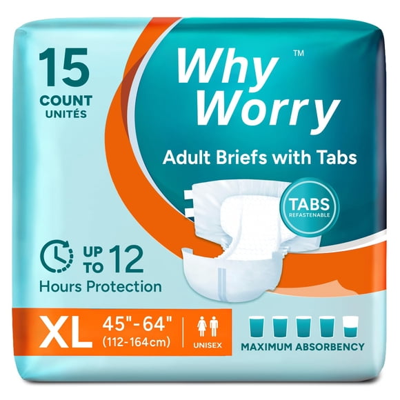 Pañales para Adultos WHYWORRY Talla XLarge 15 unidades Máxima absorción