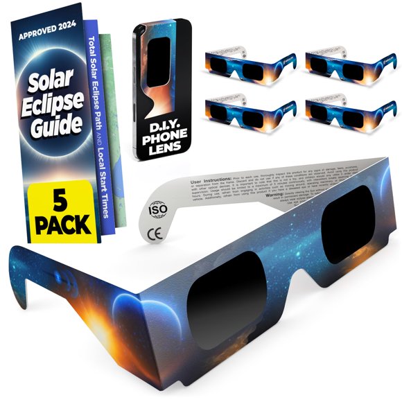 Gafas Para Eclipse Solar Aprobadas Por En 2024 (paquete De 5)