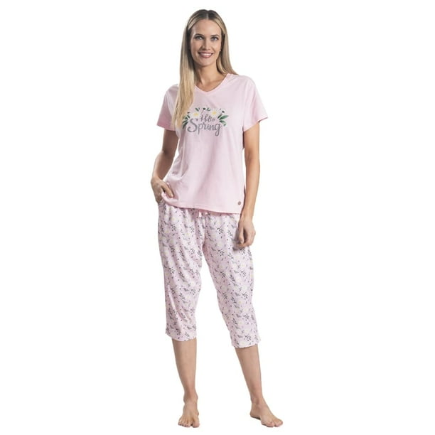 Pijama Algodón Capri Estampado Margaritas | Estilo Natural
