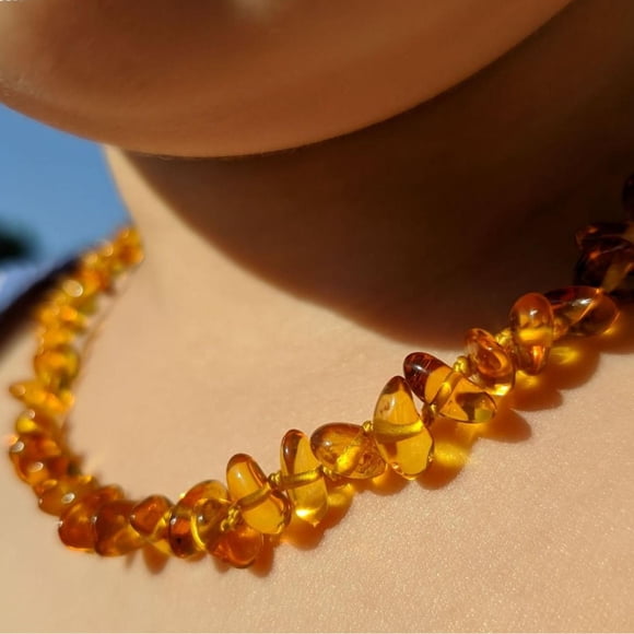 Collar de ámbar báltico bebé 33 cm + certificado, directo desde Lituania amarillo