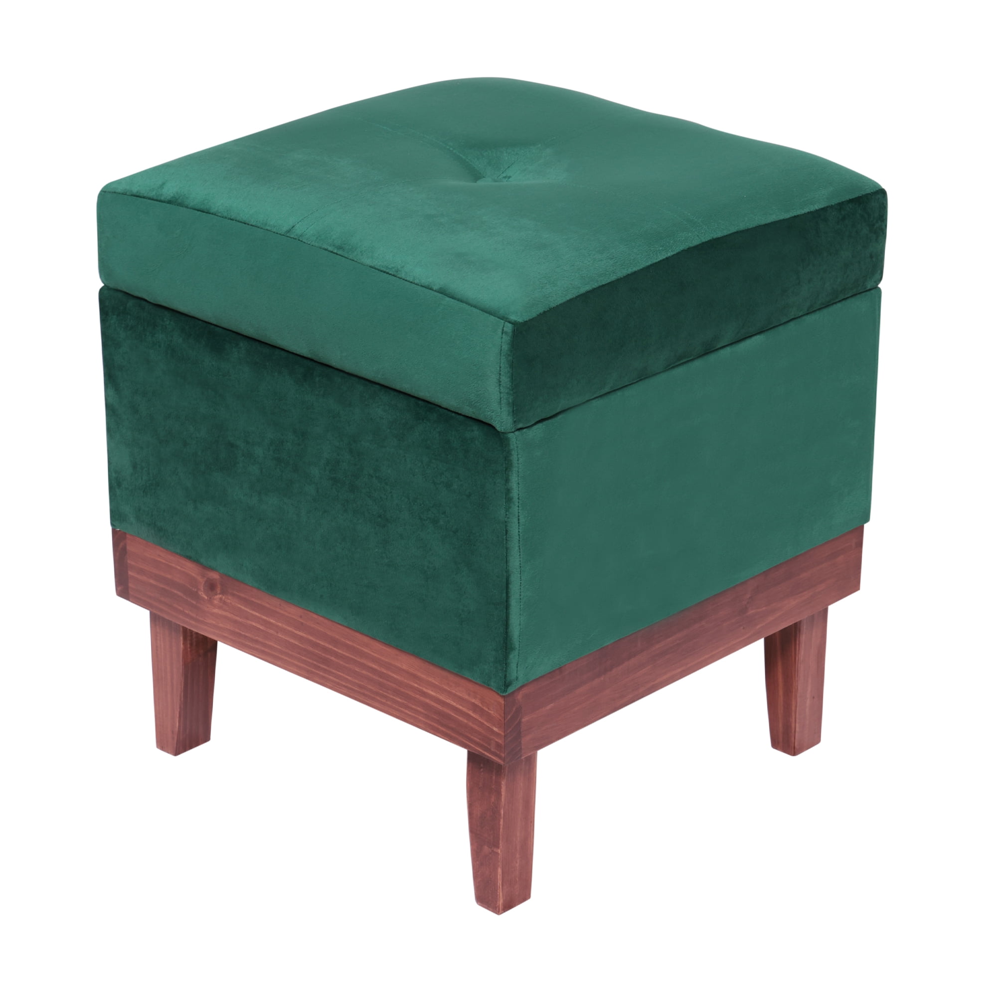 Máxima Design - Pouf Baúl Emilia Verde Botella Felpa 45x45x46 Cm