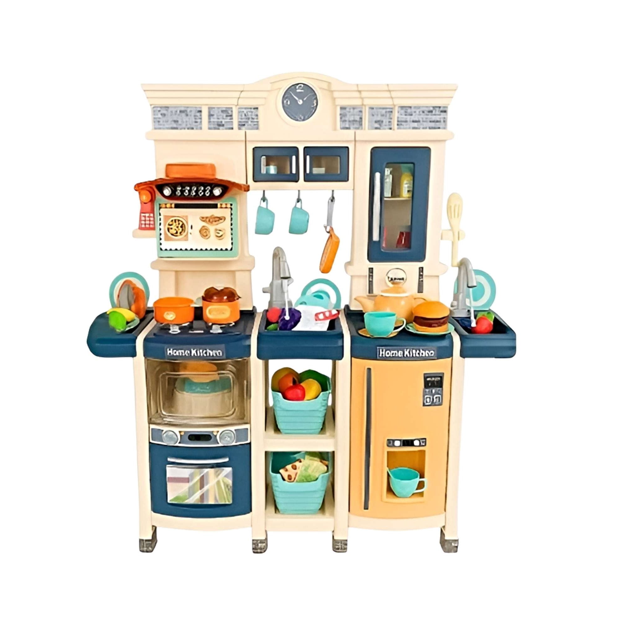 Genérico - Cocina Infantil Con Vapor Real, Luces Y Sonidos – 108 Piezas Azul