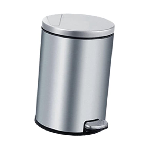 Stainless Steel Step Trash Can Hands Waterproof Dust Bin Waste Basket 6L Foot Pedal Garbage Bin for Kitchen Restaurant Toilet Bathroom plata