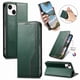 thumbnail image 2 of Funda tipo cartera para iPhone 15 Plus de piel con cierre magnético, ranuras para tarjetas y correa para la muñeca Verde, 2 of 6