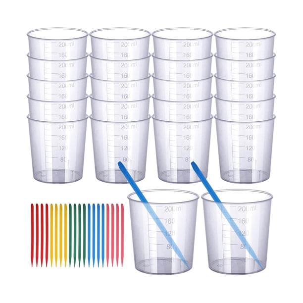 Juego de vasos medidores para epoxi, palitos para mezclar, varillas medidoras puntiagudas para líquidos, vasos mezcladores para la fabricación de joya Vasos mezcladores de 200 ml