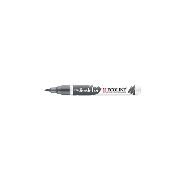Pluma Pincel Ecoline Gris Profundo 706 con Punta Flexible