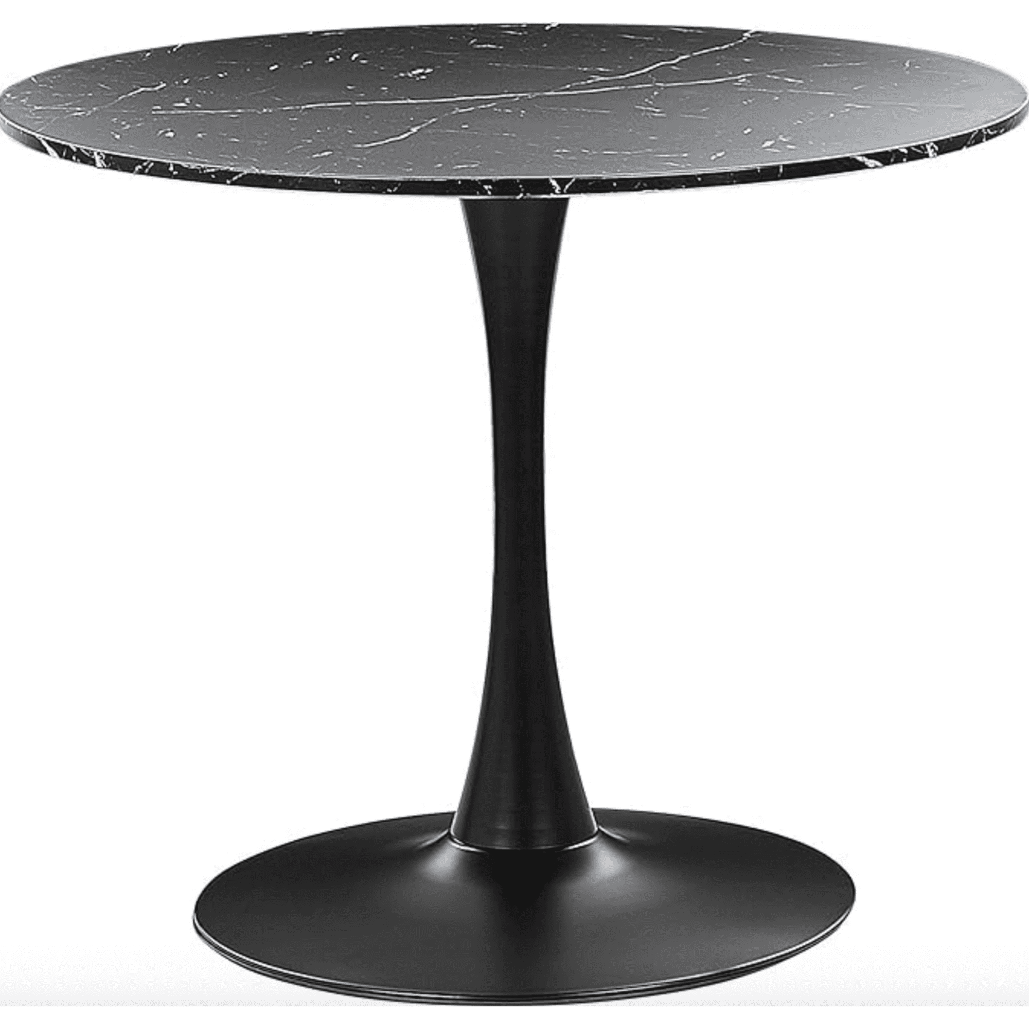 Habita2 Chile - Mesa Tulip Simil Marmol Negro 100cm - Base Negra