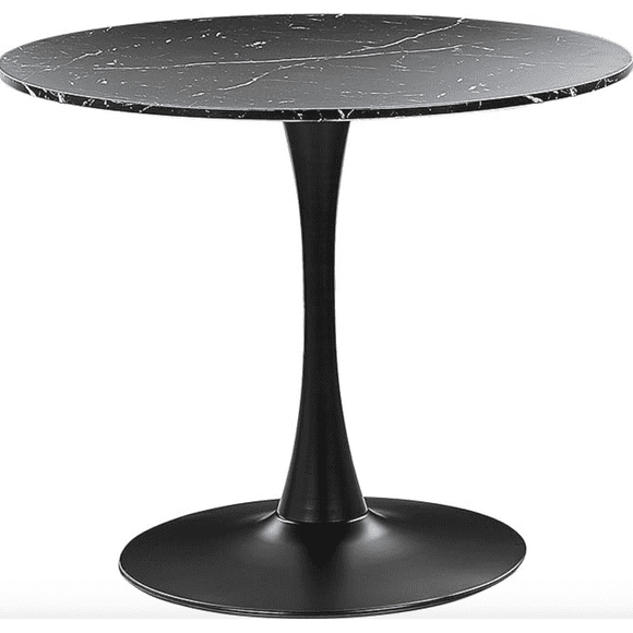 Mesa Tulip Simil Marmol Negro 100cm - Base Negra