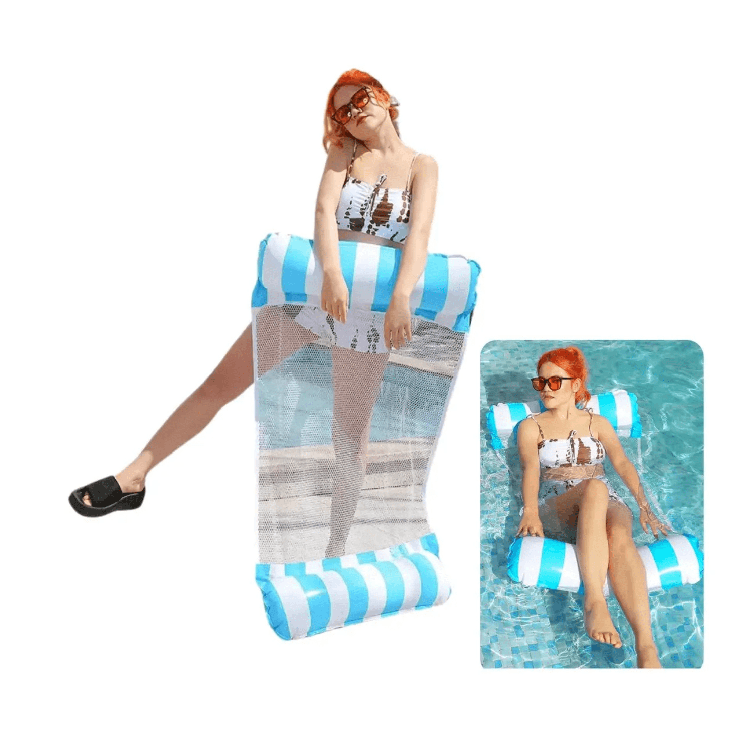 Genérico - Flotador Inflable Adultos Cama Hamaca Silla Agua Piscina Celeste