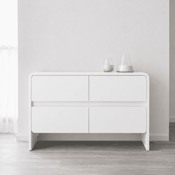Cómoda "Volcán" 4 Cajones Mueble de Madera - Blanco - 120x40x90 cm