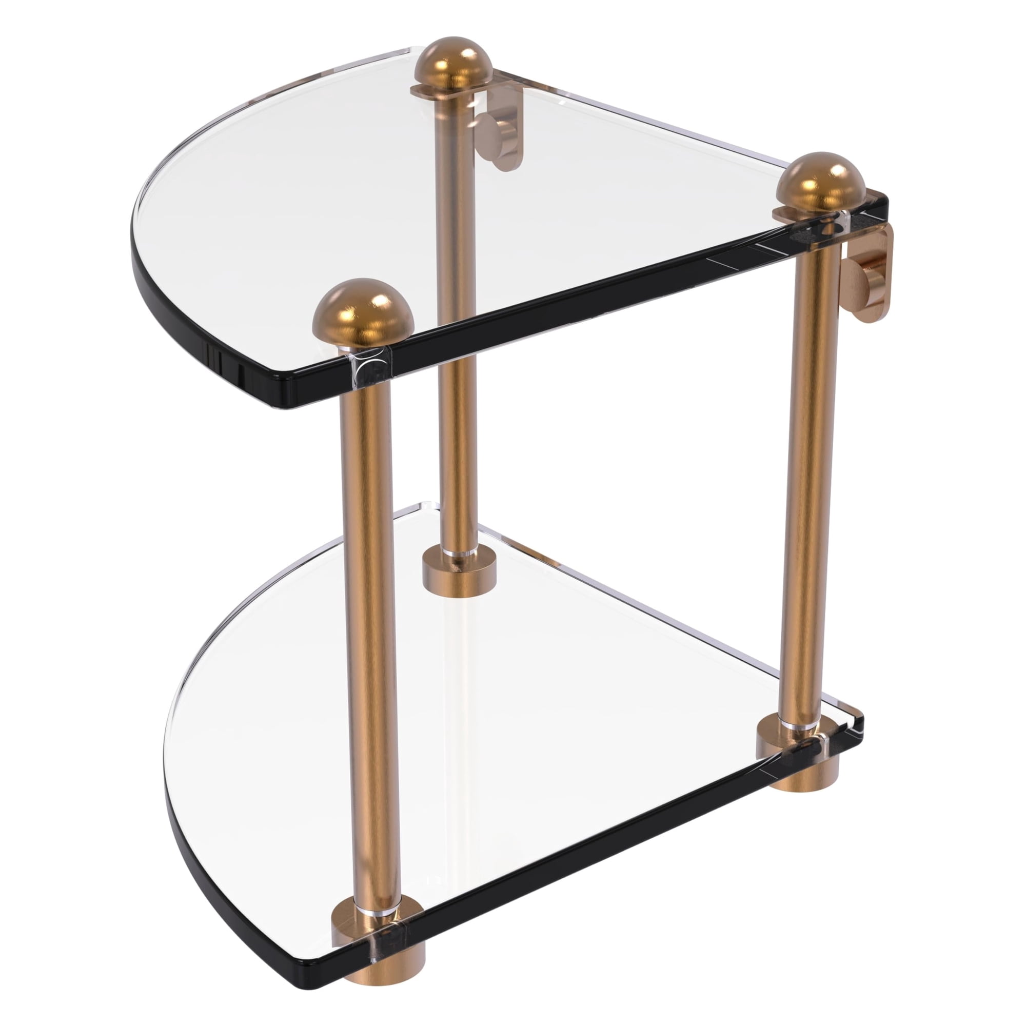 Estante Angular De Vidrio Allied Brass Rc-3-bbr De Dos Niveles En Bronce Cepillado