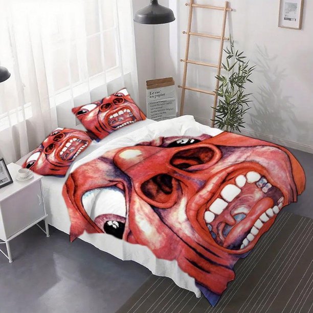 3pcs Surreal Screaming Face Art Print Bedding Set Polyester Duvet Cover and Pillowcases