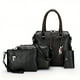 thumbnail image 1 of 4pcs/set Vintage PU Tote Bag, Luxury Top Handle Satchel, Women's Fashion Handbag, Shoulder Bag, Crossbody Bag & Clutch Purse Wallet, 1 of 2