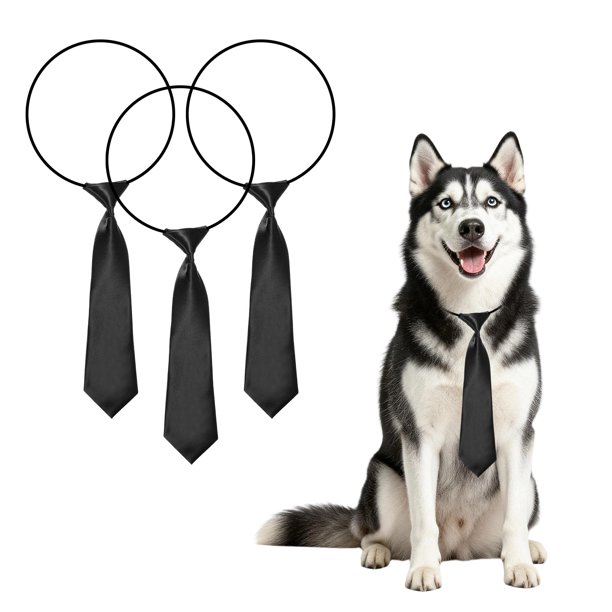 Uxcell Collar de Perro Corbatas de Aseo, Corbatas de Cuello de Perro a Granel Accesorios de Aseo de Collar de Lazo para Mascotas (3 Piezas, Poliéster, Negro)