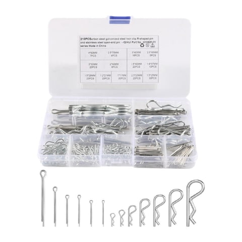 Magideal - Kit Surtido De 210 Pasadores De Chaveta, Clips R, Pasadores De Hardware, Pasadores De Horquilla, Clips Para Sujetar En Garajes, Reparaciones De Motore
