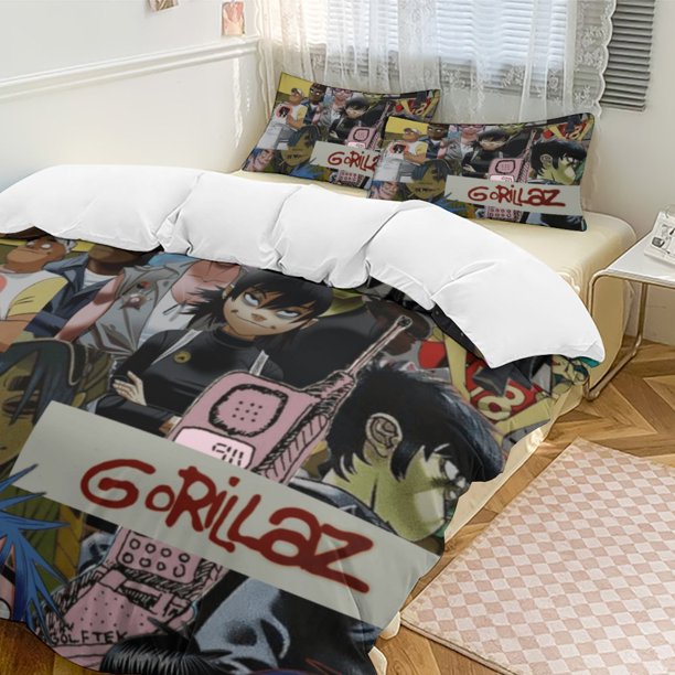 x490 Gorillaz 3-Piece Bedding Set Warm And Comfortable Soft Duvet Cover Bed Set with 1 Duvet Cover And 2 Pillowcases for Bedroom b490