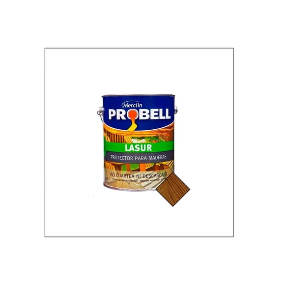 Pintura Protectora para maderas Roble Claro Brillante PROBELL LASUR 4 Lts.