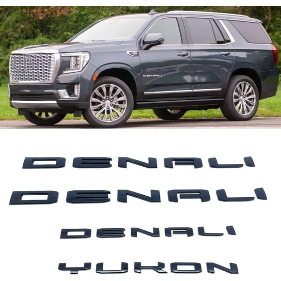Tomilia Juego de 4 Emblemas Denali Yukon Negro Brillante