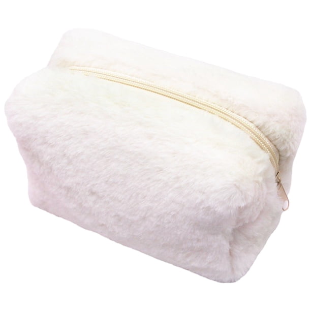 Estuche de lápices de felpa nuevo de color sólido para niñas, bolso de mano, neceser portátil de color caramelo