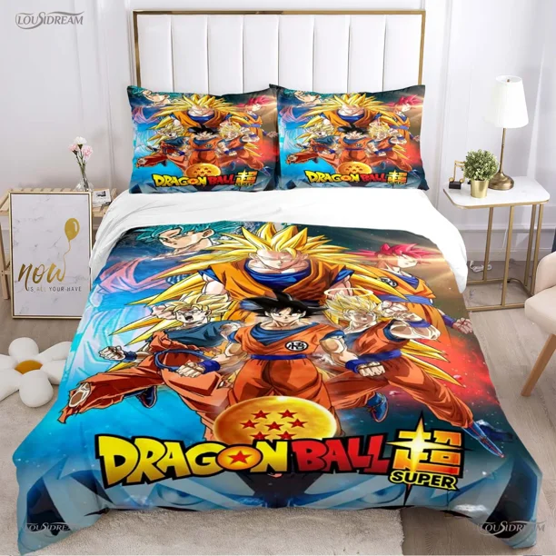 Dragon Ball Anime GoKu All Season Duvet Cover Comforter Bedding Sets Soft Quilt Cover and Pillowcases Single/Double/Queen/ Bed Sheets