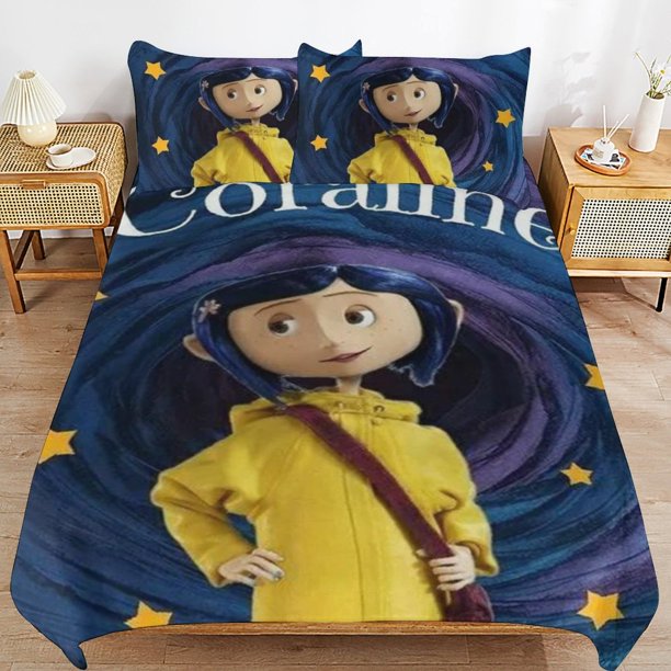 Coraline Duvet Cover Set 3 Piece Bedding Set Double Sided Printing Decorative Comforter Cover Set