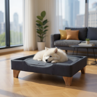 Bloccare - Cama De Mascotas - Talla L Extra (90X70 Cm) / Patas De Madera 11 Cm (Negro)