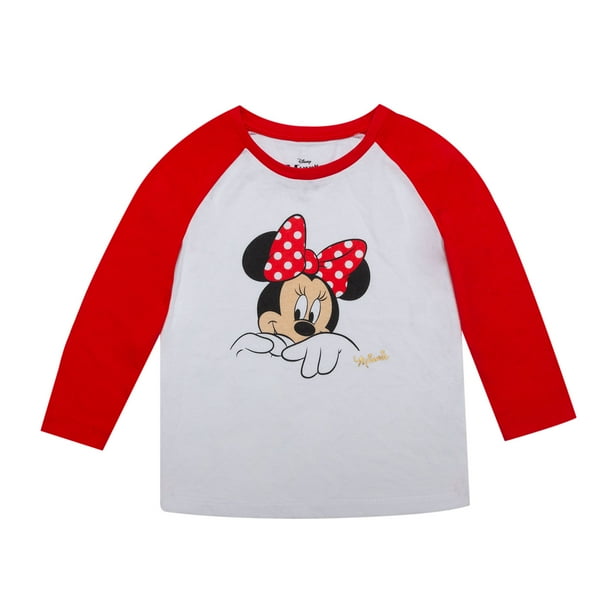 Polera Manga Larga Niña Minnie Dedos Blanco Disney