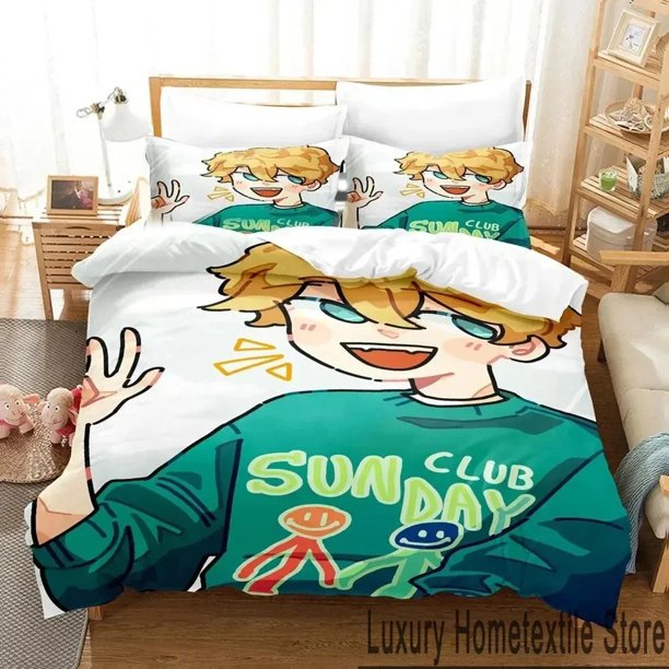 x2464 Bed Sheets Tommyinnit Sunday Club Bedding Set Duvet Cover Bed Set Quilt Cover Pillowcase Comforter Size Boys Adult 3-Piece Bedding Set (1 Duvet Cover + 2 Pillow Shams) nj2464