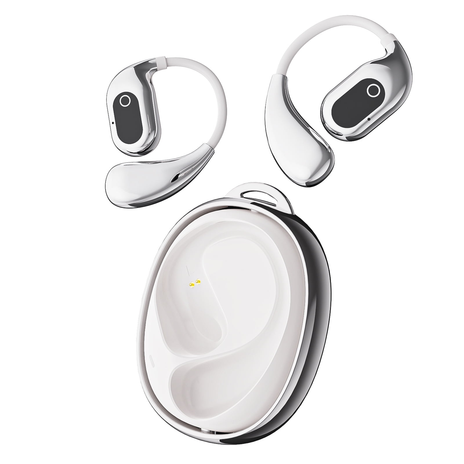 Aaronmei Auriculares Inalámbricos Rotativos Open-Ear Traducción Ai 144 Idiomas Bluetooth 5.4 Ipx4 Blanco