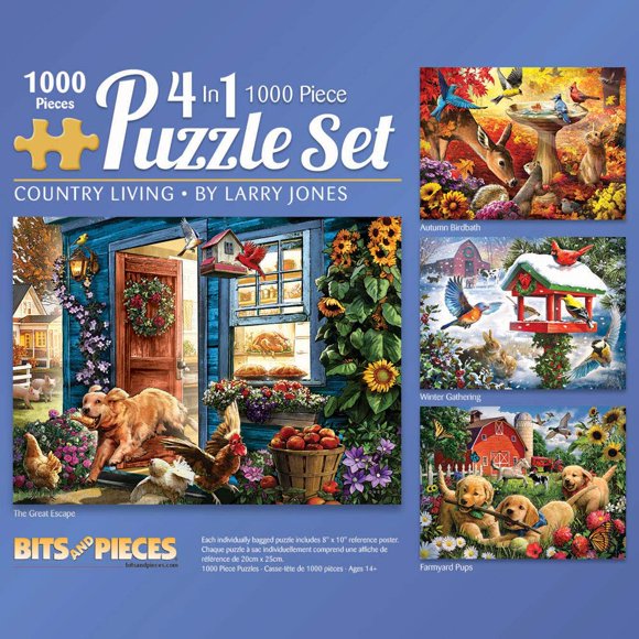 Set de rompecabezas Bits and Pieces 4 en 1 de 1000 piezas de Larry Jones