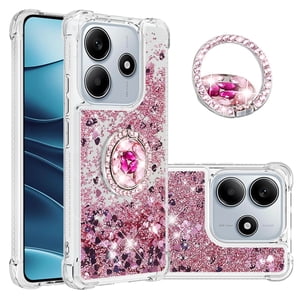 Foxdock Funda Glitter Líquida Para Xiaomi Redmi Note 14 4G Con Anillo Brillante, Tpu Antichoques Y Esquinas Reforzadas, Soporte