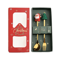 Wakeshome - 2 Cubiertos Navideños Cuchara Tenedor Para Decoración Mesa