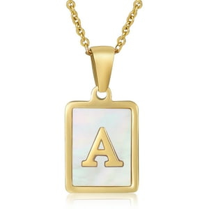 Collar Heshpaws Shell Initial Necklace Cadena Cable 18 In Dorado