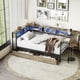 thumbnail image 2 of Corner Bed Frame Twin Size with Bookcase and 2 Underbed Storage Drawers, Modern Twin Bed with LED Light and Charging Station, Grey, 2 of 3