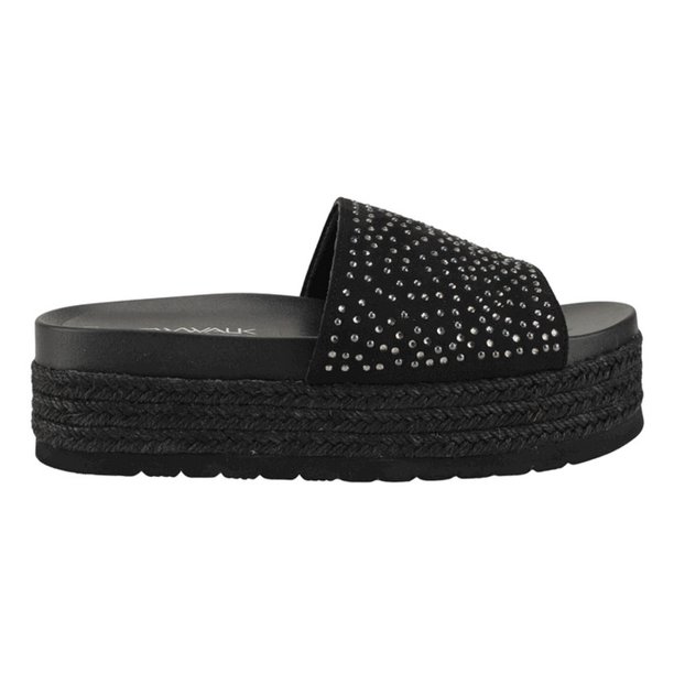 Sandalia New Walk Plataforma Brillos Negra