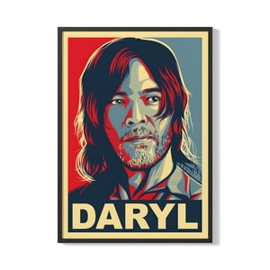 Creango - Cuadro Poster Enmarcado The Walking Dead Daryl Decorativo